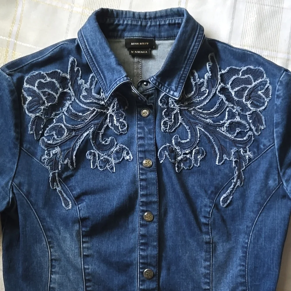 Miss Sixty Floral Denim Button-Up Shirt - Picture 4 of 12